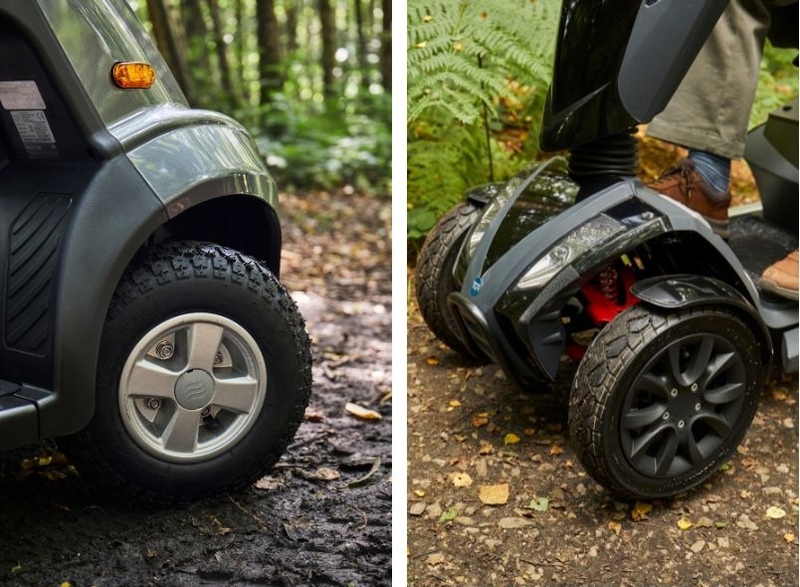 Scooter tyres need to be kept clear of mud, gravel & other debris